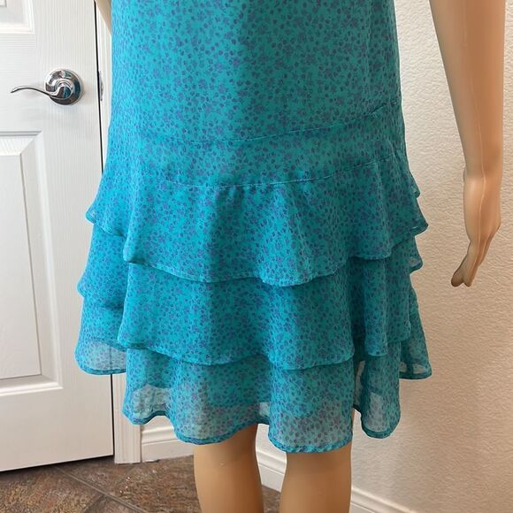 Crew clothing Size 6 Floral Square Lace Neck Short Sleeve Button Ruffle Lined - Picture 9 of 10